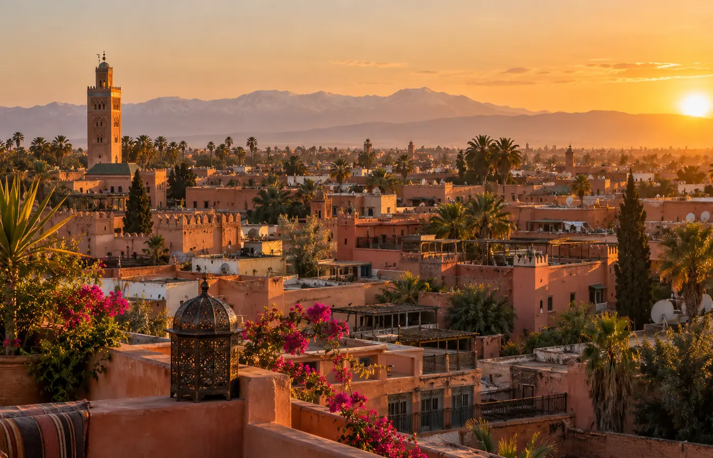 Médina de Marrakech au coucher du soleil